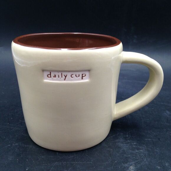 Starbucks Daily Cup Coffee Mug 12oz Artisan Look Cream with Brown Interior 2008 - Picture 1 of 8